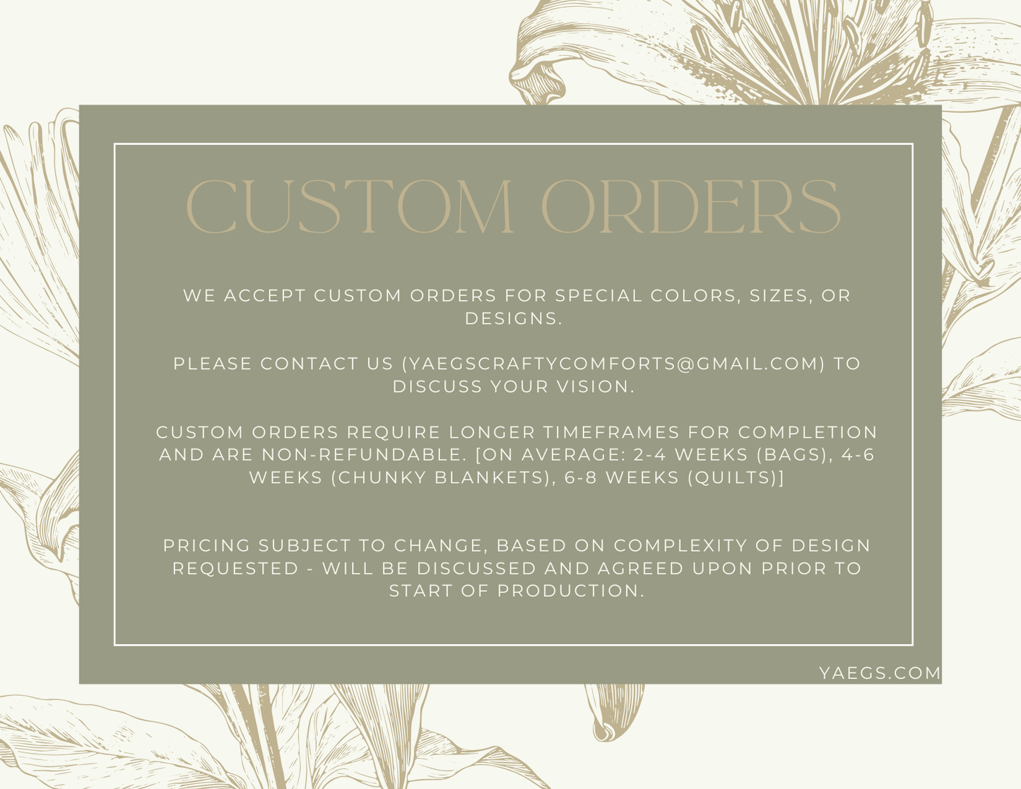 Custom Comfort - Bag